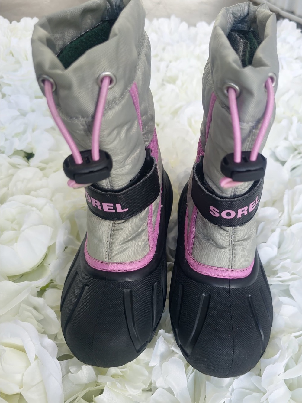 ❄️ SOREL Flurry Kids Snow Boots Gray Pink Black Size 11